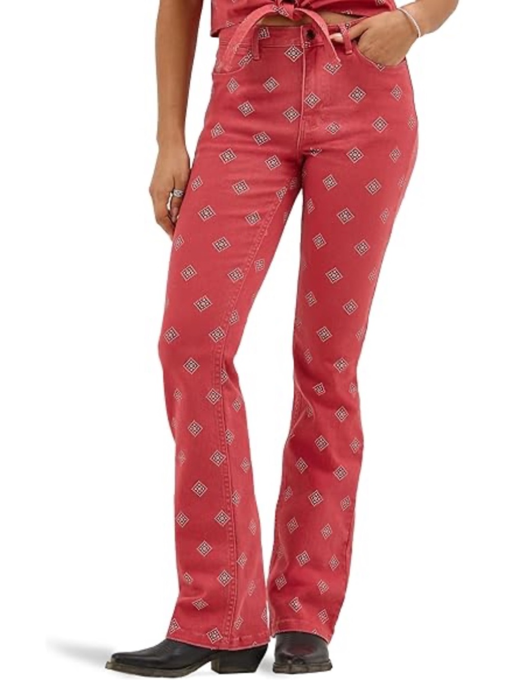 Wrangler Red Printed Bootcut Jeans